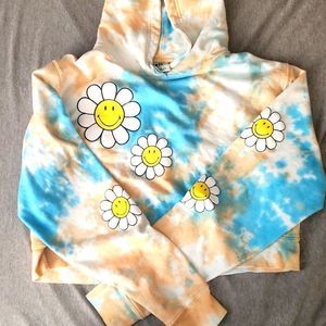 𝅺💜 BSR by Samii Ryan smiley daisy hoodie medium tie dye cropped cotton